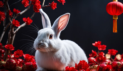 chinese new year background, year of the rabbit , chinese lanterns, chinese zodiac rabbit ,chinese rabbit wallpaper