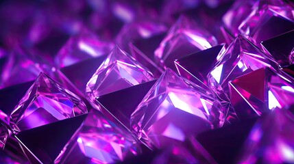 Background with neon purple diamonds arranged in a repeating pattern with a bokeh effect and color correction - obrazy, fototapety, plakaty