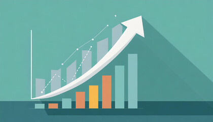 Business graph with upward arrow