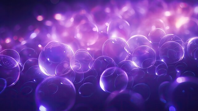 Background with purple circles arranged randomly with a motion blur effect and light streaks