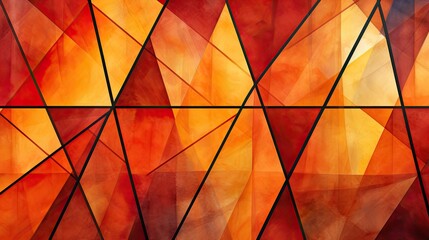 An abstract pattern with geometric shapes in shades of orange and red