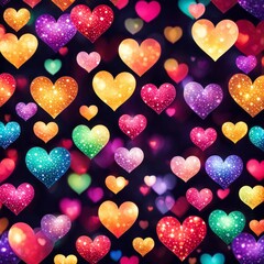 Fototapeta premium Colourful Heart shape lights Bokeh background
