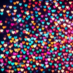Colourful Heart shape lights Bokeh background