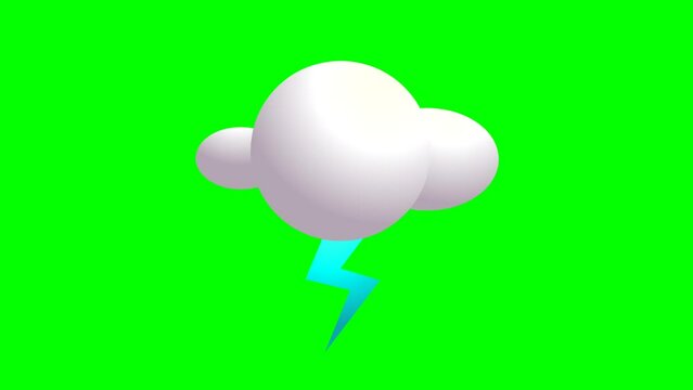 Simple 3d animation of cloud, sun, and rain. 4k