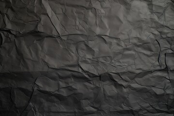 Black recycled paper crumpled texture background.