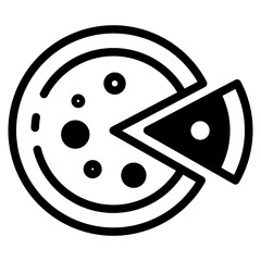 Pizza slice outline style vector icon