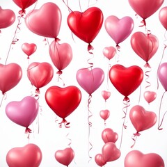 Heart shaped ballons isolated on white background