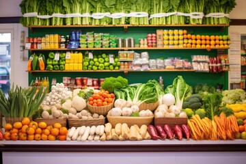 organic produce section with assortment of root vegetables