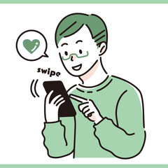 スマホで奥さんとやりとりをする男性