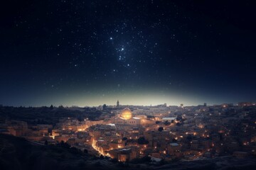 Christmas star wonder in Bethlehem. Sacred divine night holy wonder Jesus birth. Generate ai