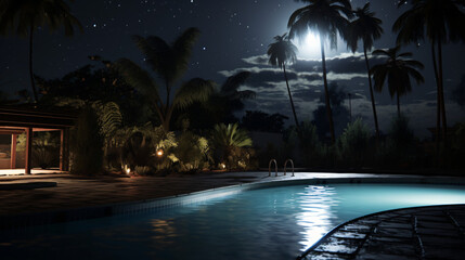 Obraz na płótnie Canvas Pool at night