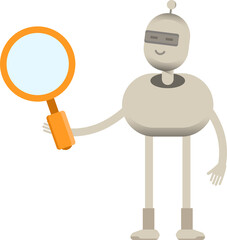Robot Character Holding Magnifier
