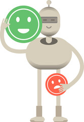 Robot Character and Emoticon Sign
