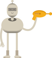 Robot Character Holding Space Gun

