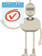Robot Character and Check Mark Sign
