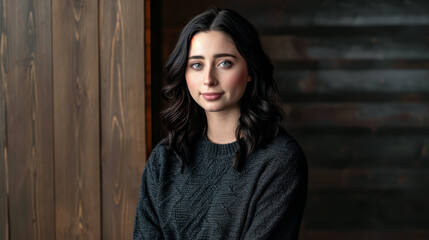 Fototapeta premium Portrait of a young positive woman looking at the camera