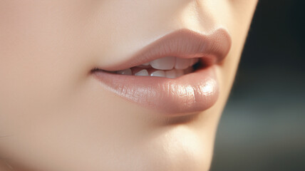 close up beautiful young womans lips.