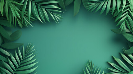 Fototapeta na wymiar Tropical paper palm leaves frame