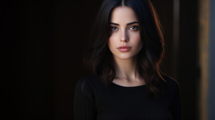 Naklejka premium Portrait of a young positive woman looking at the camera