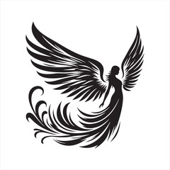 Obraz premium Ethereal Whispers: Angel Silhouette Series in a Symphony of Celestial Whispers - Angel Illustration - Angels Vector 