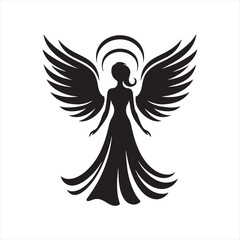 Angelic Resonance: Messengers Silhouette Echoing the Resonance of Angel Silhouettes - Messengers Silhouette - Angel Vector
