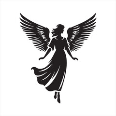 Divine Essence: Angel Silhouette Series Expressing the Essence of Divine Existence - Angel Illustration - Angels Vector
