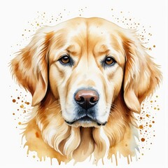 Watercolor cream golden retriever dog