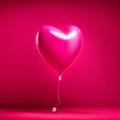 Pink color Heart shaped balloon isolated on pink background