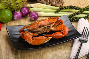 Delicous luxury steamed red crab