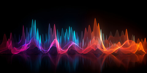 Vibrant equalizer visualizer responding to music,Music energy spectrum pattern,Colorful Music Energy Patterns.

 - obrazy, fototapety, plakaty