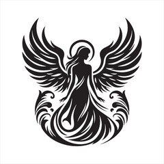 Fototapeta premium Angelic Allegory: Angel Silhouette Ensemble Crafting an Allegorical Tale of Celestial Beings - Angel Illustration - Angels Vector 