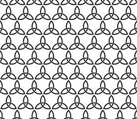 Fototapeta premium Celtic triquetra pattern seamless tile, endlessly expandable in all directions. Emblem of Holy Trinity, formed by interlacing arcs or portions of circles. Celtic triangular knot, a Christian symbol.