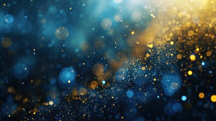 Abstract luxury gold and blue bokeh lights. Holiday concept