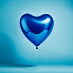 Blue color Heart shaped balloons isolated on Blue background