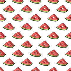 Seamless pattern with watermelon doodle for decorative print, wrapping paper, greeting cards, wallpaper and fabric