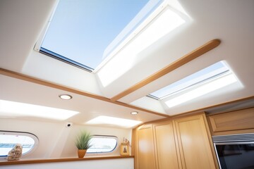 skylights in yacht ceiling providing natural light