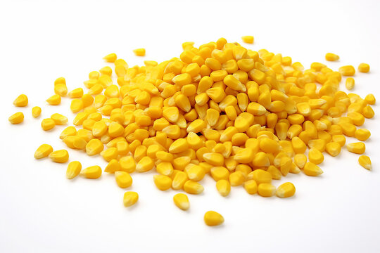 Generative AI Image of Sweet Corn Kernels on White Background