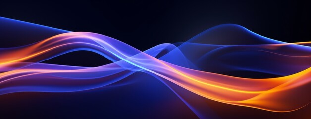 Naklejka premium abstract blue and orange wave background, in the style of digital neon