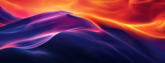 abstract blue and orange wave background, in the style of digital neon