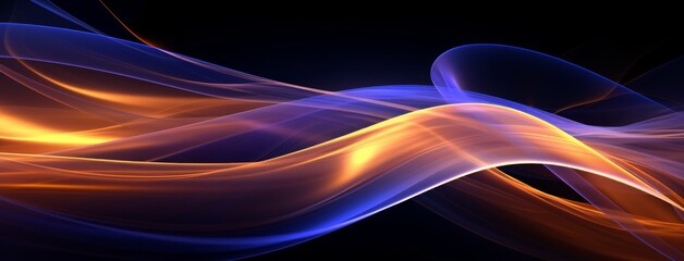 Obraz premium abstract blue and orange wave background, in the style of digital neon