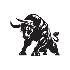 Fuming Beast: Angry Bull Silhouette Set Evoking the Fiery Presence of an Agitated and Powerful Creature - Angry Ox Silhouette - Bull Vector
