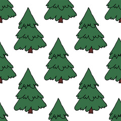 Seamless pattern with geometric minimal scandinavian Christmas tree doodle for decorative print, wrapping paper, greeting cards and fabric