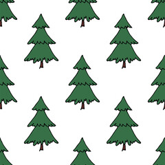 Seamless pattern with geometric minimal scandinavian Christmas tree doodle for decorative print, wrapping paper, greeting cards and fabric