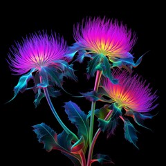 Burdock Flower neon Color AI Generated pictures