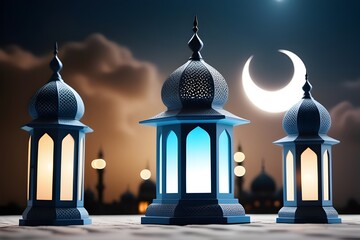 minaret of mosque in night