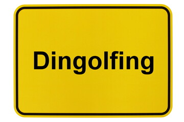 Illustration eines Ortsschildes der Stadt Dingolfing in Bayern