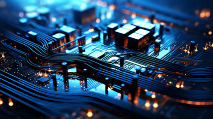 a close up of a computer circuit board with many small electronic components