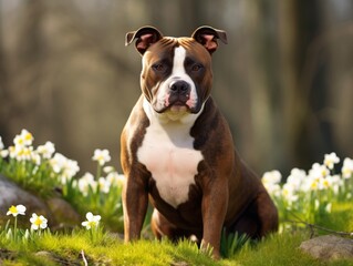 A beautiful and muscular breed of dog with a glossy coat, broad head, and strong jaws