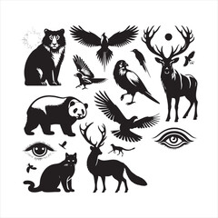 Symphony of Shadows: Wildlife Vector Blending Seamlessly with the Captivating Animals Silhouette - Safari Silhouette - Animals Vector

