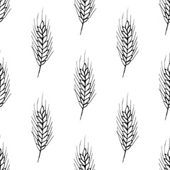 Seamless pattern with wheat doodle for decorative print, wrapping paper, greeting cards, wallpaper and fabric